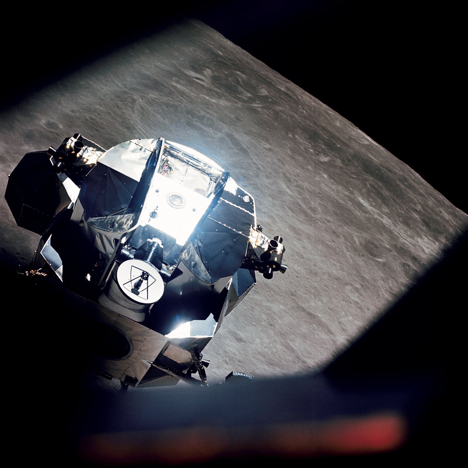 The Apollo 10 Lunar Module 'Snoopy' near the Moon