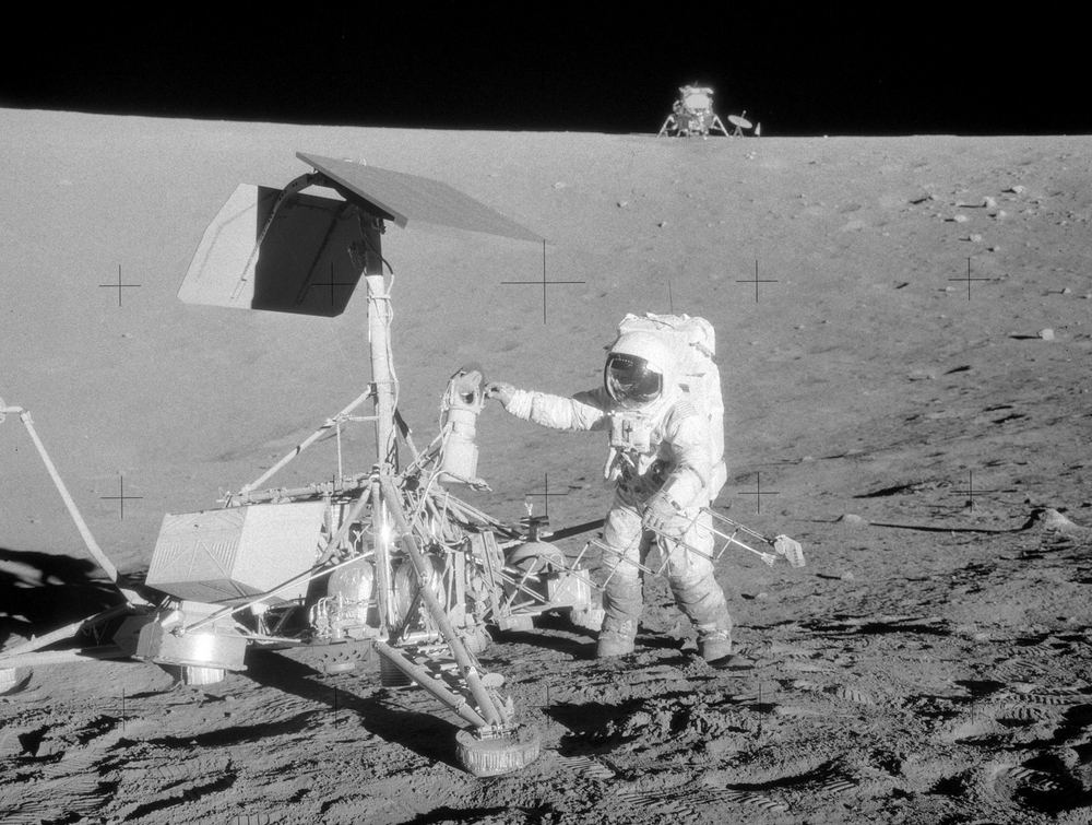 Pete Conrad beside Surveyor 3 on the Moon