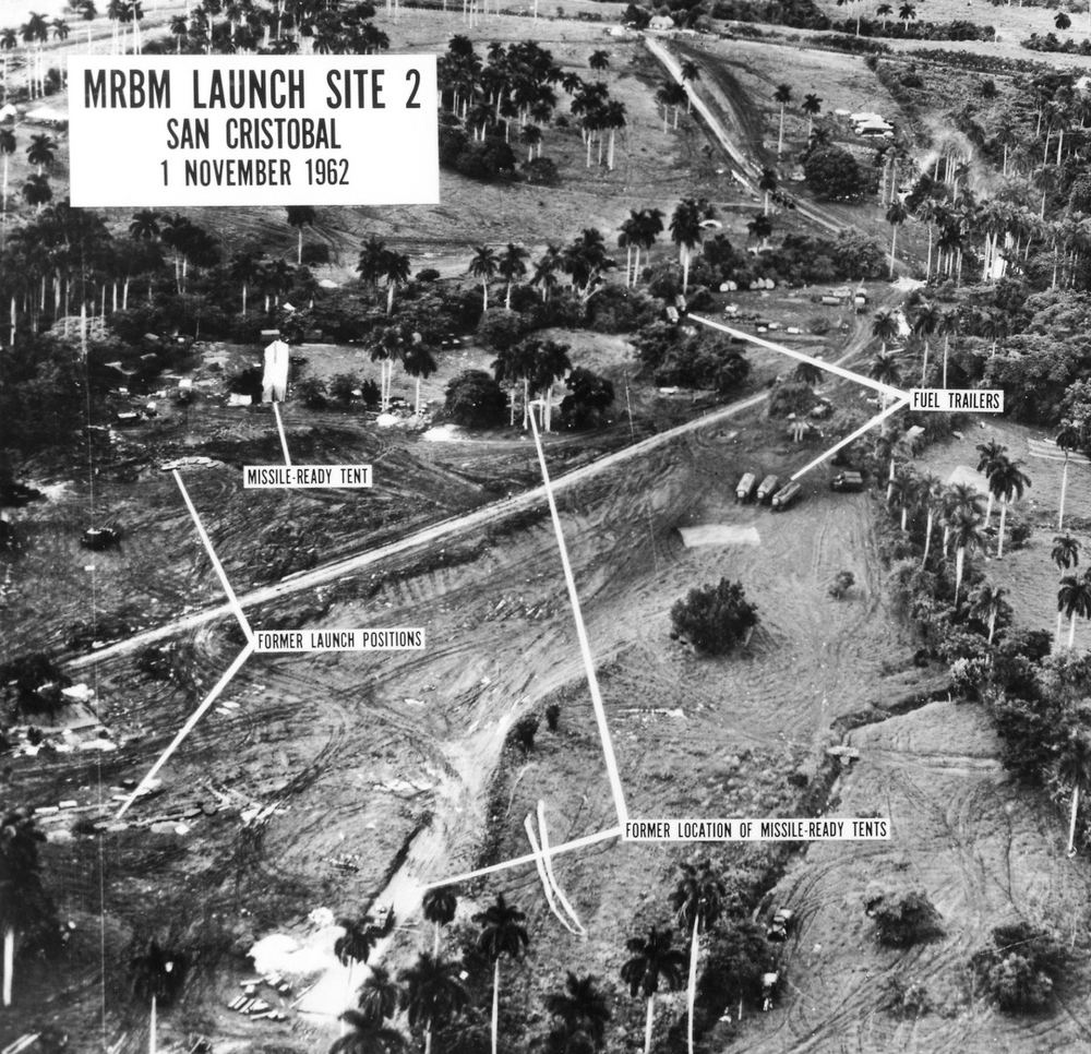 Aerial reconnaissance photograph of missile sites in Cuba