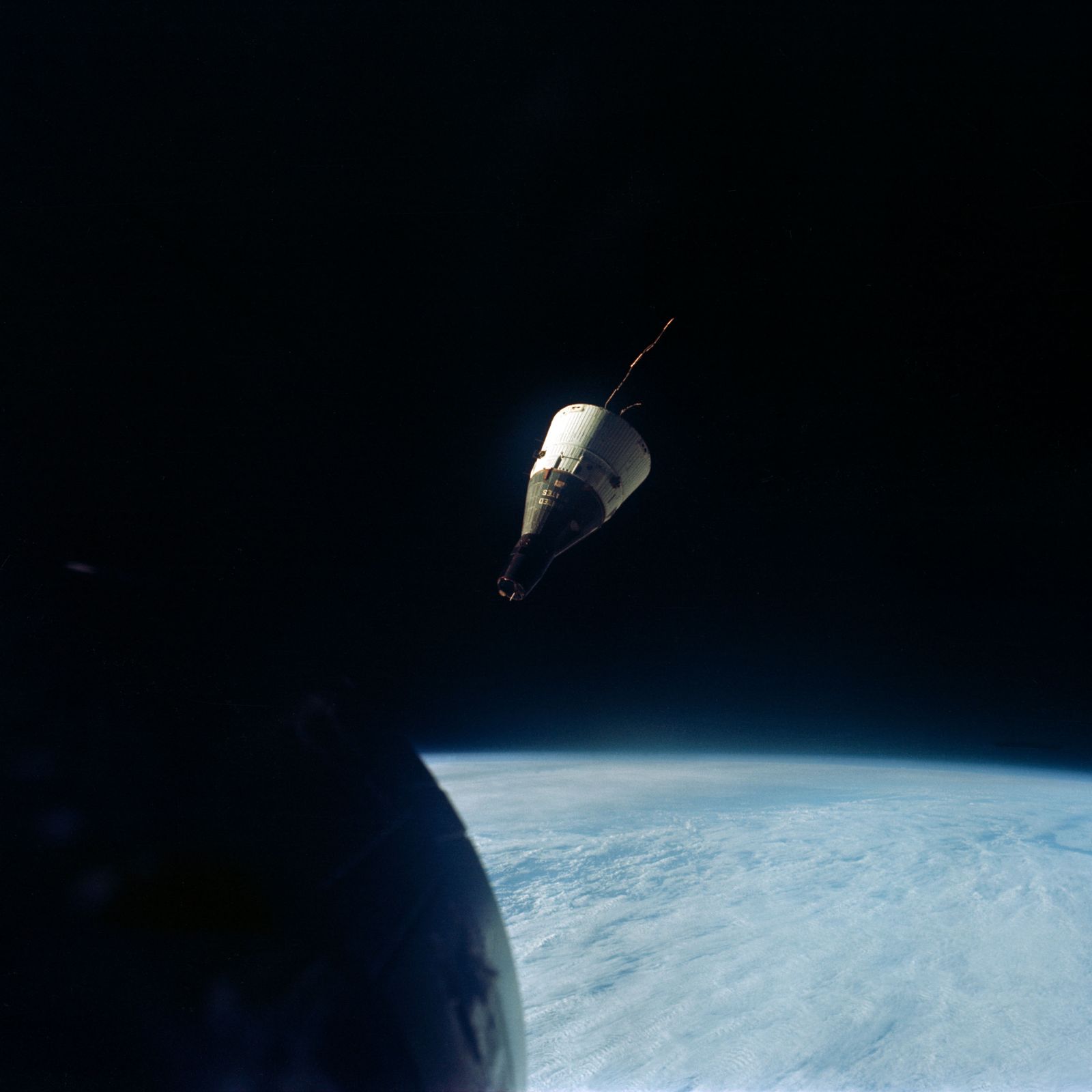 Gemini 7 spacecraft seen from Gemini 6 in orbit