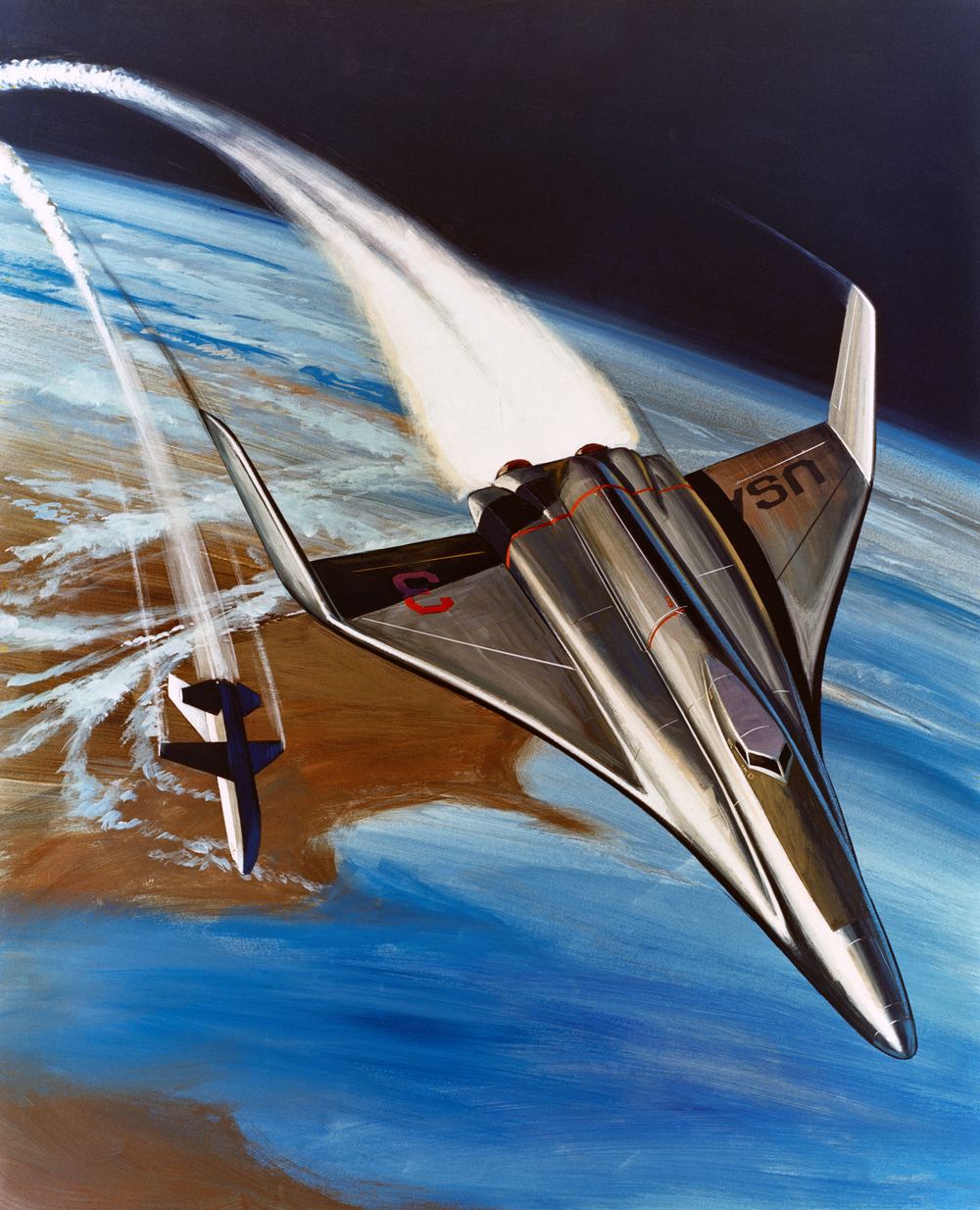 An early 1972 concept painting of the Space Shuttle