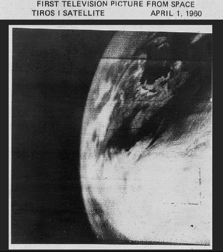 The TIROS-1 weather satellite and its first cloud image